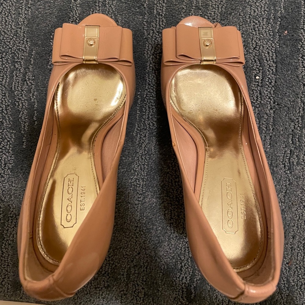 Coach nude open toe heels size 5
